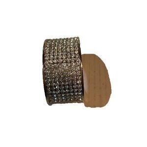 Vintage Retro Glam Gold Snakeskin & Rhinestones Cuff Bracelet